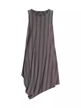 Платье из джерси в полоску с драпировкой Issey Miyake, серый