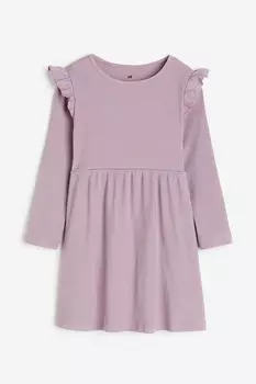 Платье из джерси в рубчик H&M, фиолетовый
