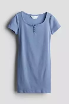Платье из джерси в рубчик H&M, синий