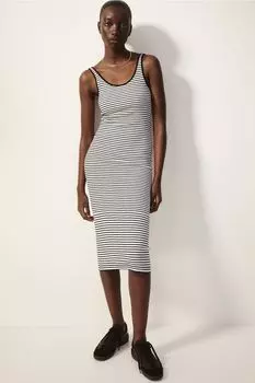 Платье из джерси в рубчик H&M, белый