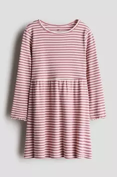 Платье из джерси в рубчик H&M, розовый
