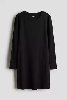 Платье из джерси в рубчик H&M, черный