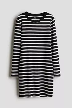 Платье из джерси в рубчик H&M, черный