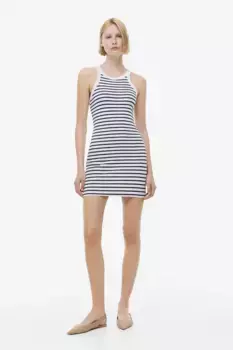 Платье из джерси в рубчик H&M, белый