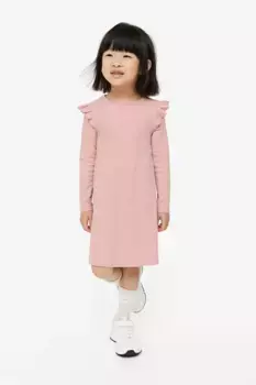 Платье из джерси в рубчик H&M, розовый