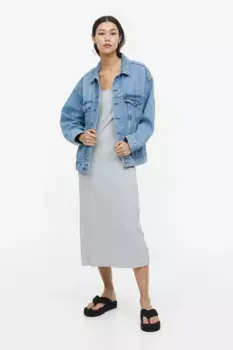 Платье из джерси в рубчик H&M, серый