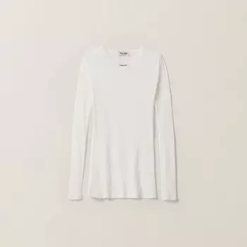 Платье из джерси в рубчик Miu Miu, белый