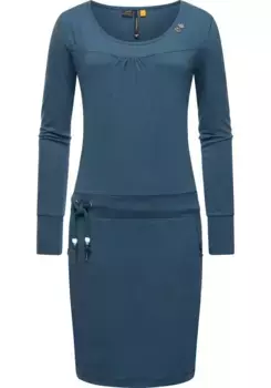 Платье из джерси в стиле Ragwear "Пенеллопа", женское хлопковое платье с длинными рукавами и кулиской на талии, цвет Petrol
