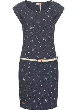 Платье из джерси в стиле рэгвир "Tamy Flowers", стильное платье-рубашка с цветочным принтом Ragwear, цвет морской волны