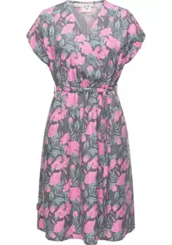 Платье из джерси в стиле рэгвир "Selyma Organic", стильное платье-рубашка с V-образным вырезом и поясом Ragwear, серый