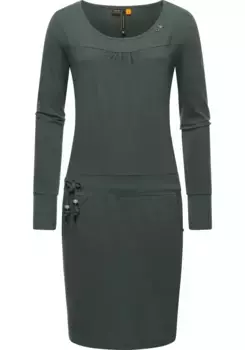 Платье из джерси в стиле рэгвир "Пенеллопа", женское хлопковое платье с длинными рукавами и кулиской на талии Ragwear, зеленый