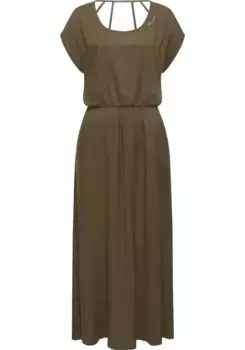 Платье из джерси в стиле рэгвир "Lalline", платье-рубашка длиной до икры со стильным вырезом сзади Ragwear, зеленый