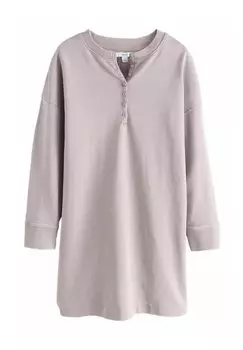 Платье из джерси WASHED HENLEY BUTTON NECK LONG SLEEVE Next, фиолетовый