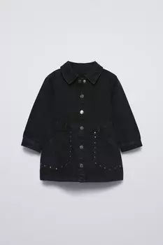 Платье из джинса с заклепками ZARA, черный