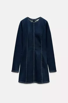 Платье из джинсовой ткани TRF ZARA, темный индиго