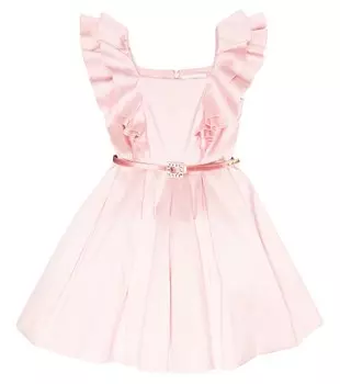 Платье из фая с поясом Monnalisa, розовый