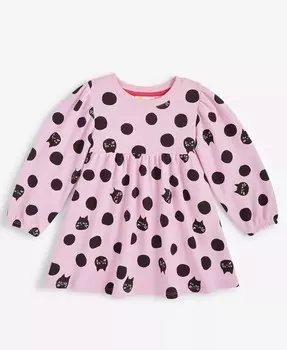 Платье из френч терри с кошачьим принтом для маленьких девочек Epic Threads, розовый