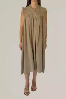 Платье из газа с оборками и рукавами-крылышками цвета пемзы GRADE & GATHER, цвет pumice