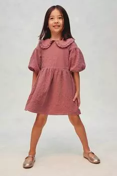 Платье из хлопчатобумажной ткани в полоску H&M, розовый