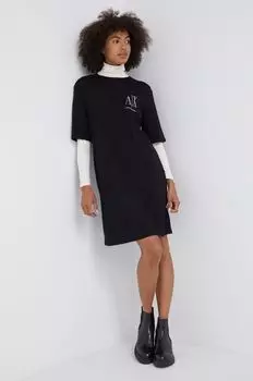 Платье из хлопка Armani Exchange, черный