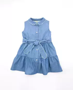 Платье из хлопка для девочки на пуговицах с поясом Fina Ejerique, синий