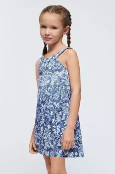 Платье из хлопка для маленькой девочки Mayoral, темно-синий