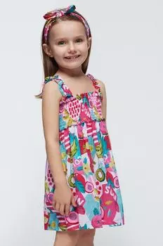 Платье из хлопка для маленькой девочки Mayoral, розовый