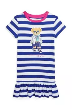 Платье из хлопка для маленькой девочки Polo Ralph Lauren, синий