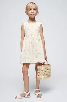 Платье из хлопка для маленькой девочки Mayoral, бежевый