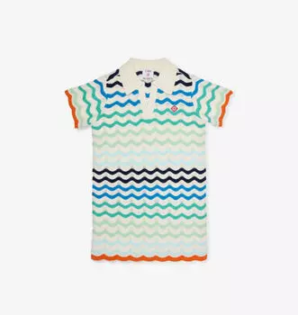 Платье из хлопка и кроше с волнистым воротником-поло 5-14 лет Casablanca, цвет wave