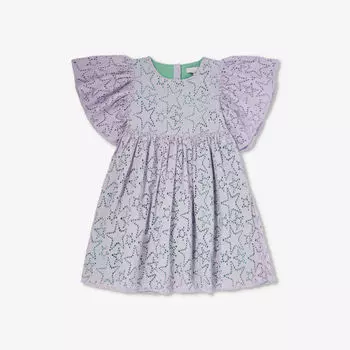 Платье из хлопка и поплина со звездочкой 4-12 лет Stella Mccartney, лиловый