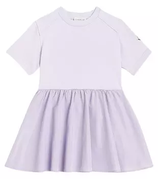 Платье из хлопка и тафты Moncler Enfant, фиолетовый