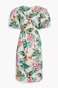 Платье из хлопка и жаккарда с цветочным принтом WALTER BAKER, изумрудный