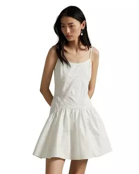Платье из хлопка Lauren Ralph Lauren с ажурными вставками Ralph Lauren, белый