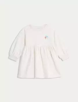 Платье из хлопка Marks & Spencer, кремовый