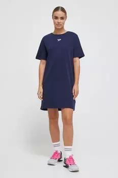 Платье из хлопка Reebok, темно-синий