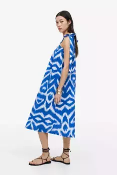 Платье из хлопка с бретелями и завязками H&M, синий