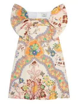 Платье из хлопка с цветочным принтом ETRO KIDS, нейтральный