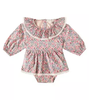 Платье из хлопка с цветочным принтом Baby India Louise Misha, цвет blush floral world
