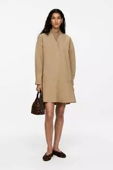 Платье из хлопка с оборками Arket, бежевый