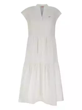 Платье из хлопка с оборками Sun68, нейтральный