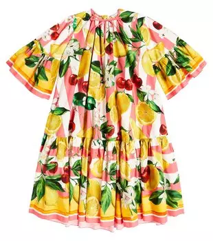 Платье из хлопка с принтом Dolce&Gabbana, мультиколор