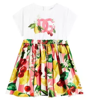 Платье из хлопка с принтом Dolce&Gabbana, мультиколор