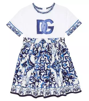 Платье из хлопка с принтом Dolce&Gabbana, белый