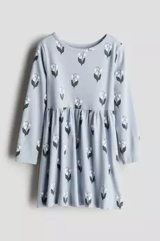 Платье из хлопка с принтом H&M, голубой