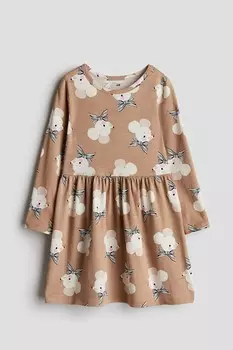 Платье из хлопка с принтом H&M, бежевый
