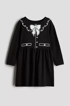 Платье из хлопка с принтом H&M, черный
