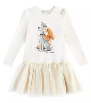 Платье из хлопка с принтом из коллаборации с Disney Monnalisa, белый