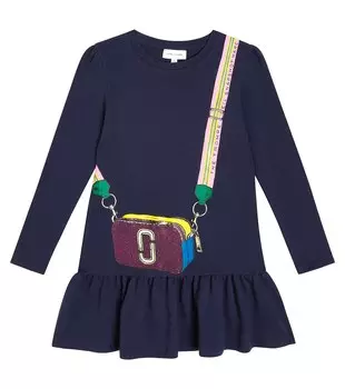 Платье из хлопка с принтом Marc Jacobs, синий