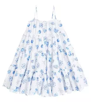 Платье из хлопка с принтом Monnalisa, белый